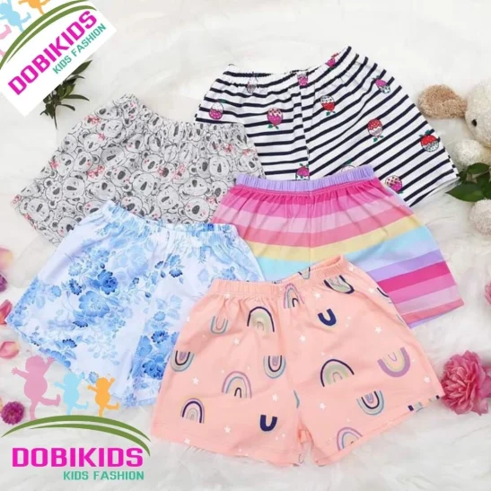 Quần đùi chục bé gái thun cotton co giãn 4 chiều họa tiết dễ thương combo 10 màu