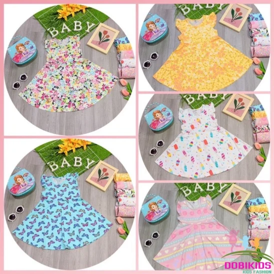 Váy thun bé gái váy đầm cánh tiên thun cotton xuất dư siêu mềm mát xinh xắn cho bé 10-25kg