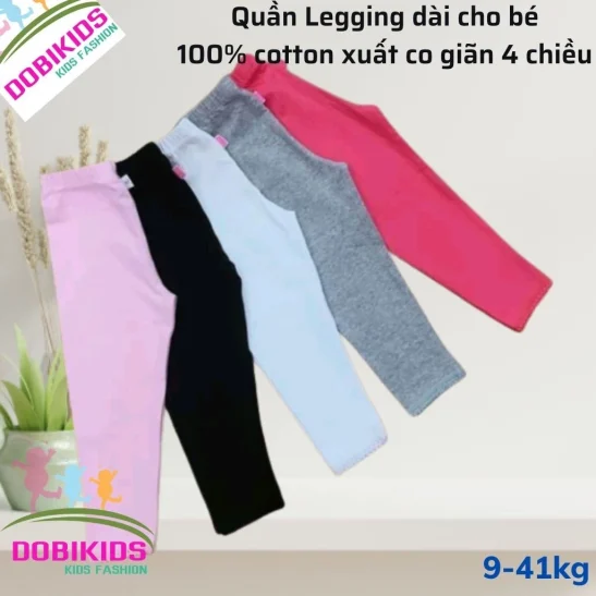 Quần legging bé gái quần dài cho bé thun cotton xuất xịn siêu dày dặn co giãn loại 1 (22-40kg)