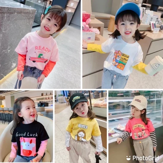 Áo dài tay bé gái Thu Đông thun cotton 4 chiều vải đẹp xịn cho bé 10-28kg