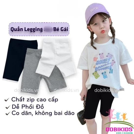 [Vải Xuất] Quần legging lửng cho bé combo 5 cái cotton xuất dư siêu co giãn cho bé 10-41kg