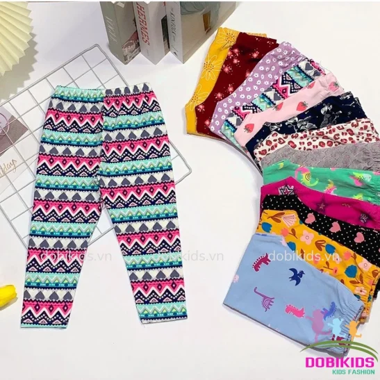 [GIÁ SỈ] Set 5 quần legging dài cho bé 100% cotton vải xuất dư co giãn mạnh (10 - 41kg)