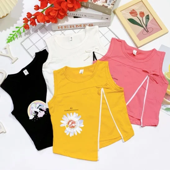 Áo sát nách bé gái thun cotton SG loại 1 chuẩn shop đẹp xịn cho bé 20-35kg