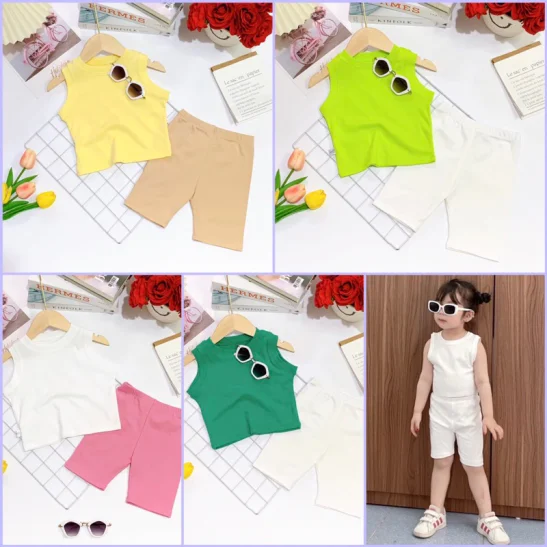 Quần legging đùi bé gái thun zip cotton loại 1 co giãn tốt mềm mịn form đẹp 07-40kg