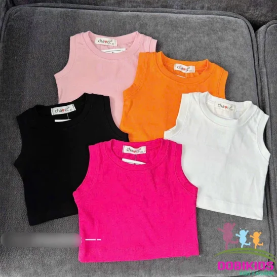Áo sát nách croprop bé gái thun zip cotton siêu mềm mát siêu co giãn vải đẹp 07-26kg