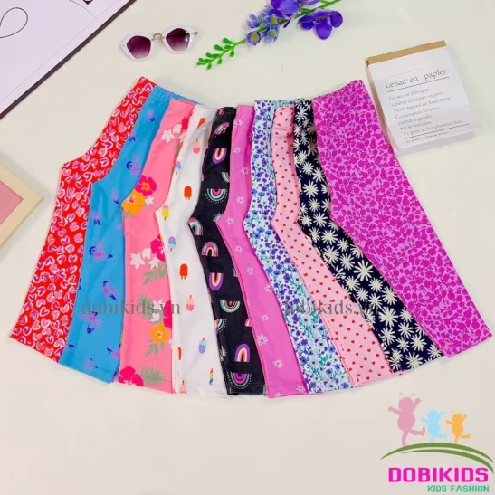 Combo 3 Quần legging dài bé gái thun cotton co giãn 4 chiều xuất xịn mềm mịn 10-41kg