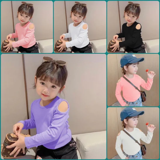 (08-27kg) Áo Tay Dài Bé Gái Áo Dài Tay Cho Bé Thun Tăm Siêu Co Giãn Vải Mềm Mịn Đẹp