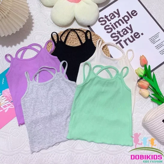 Áo tank top bé gái áo hai dây cho bé thun gân xuất xịn vải mềm mát co giãn tốt 09-26kg