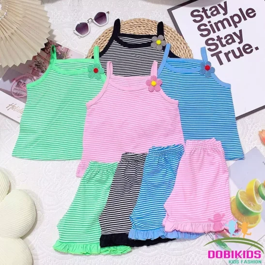 Bộ bé gái thun cotton xuất dư mềm mát co giãn 09-25kg