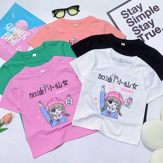 Áo thun bé gái Combo 2cái thun cotton 4 chiều loại 1 size 10-28kg ( Mẫu ngẫu nhiên )