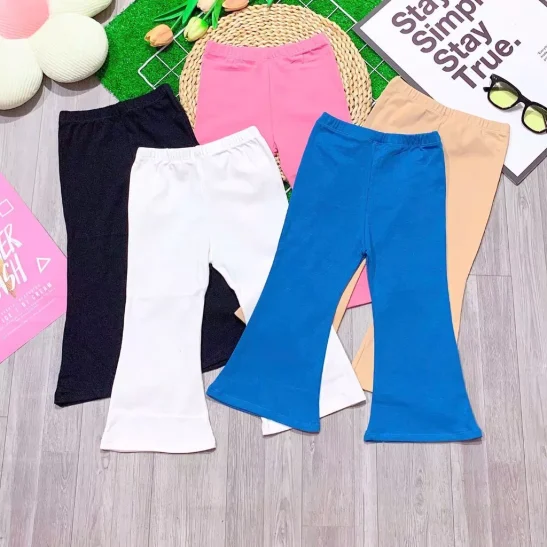 Quần Ống Loe Bé Gái Vải Zip Tốt Co Dãn Mạnh Quần Dài Ống Loe Bé Gái 10-28kg