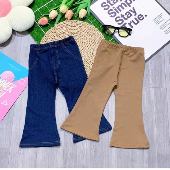 Quần ống loe giả jean bé gái chất vải đẹp co giãn tốt cho bé 10-30kg