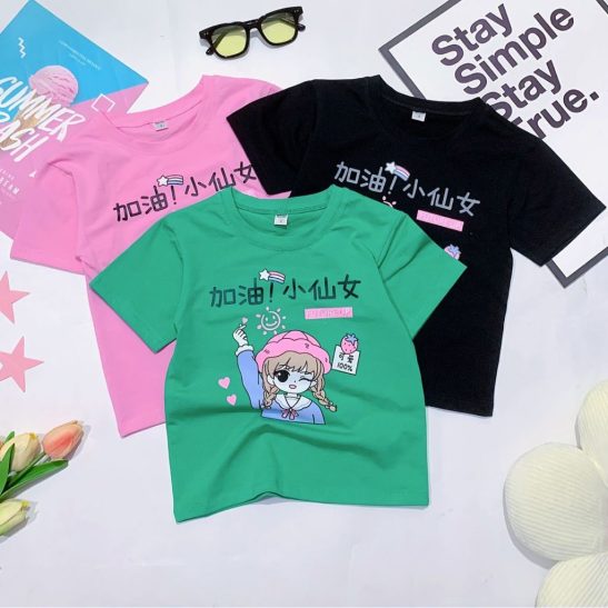 Áo thun bé gái thun cotton SG loại 1 form rộng siêu dễ thương từ 09-28kg